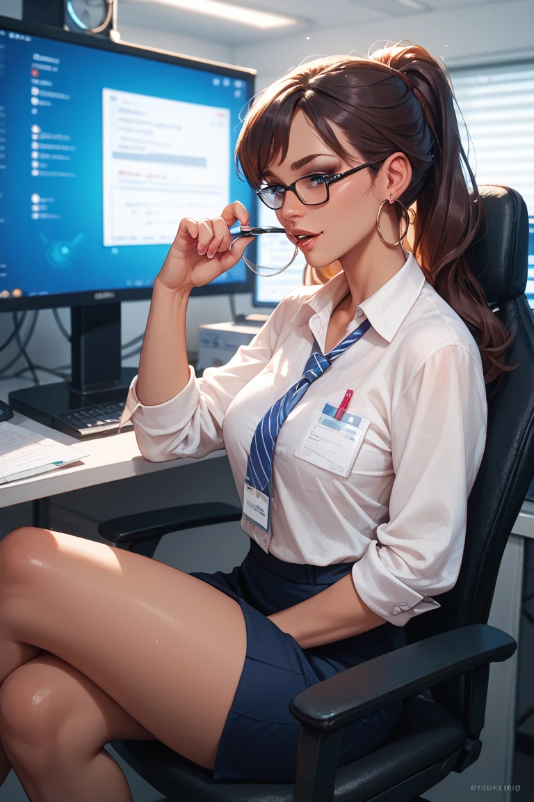 {Shanola Hampton, (Naked woman with big glasses, using a Headphone, sitting on a Gamer chair with her legs open masturbating)} bursting breasts, big symmetrical breasts, shows the whole body, smooth and soft skin, big and dreamy eyes, beautiful hair Intricate, symmetrical, anime wide eyes, soft lighting, detailed face, by Makoto Shinkai, Stanley Artgerm Lau, Wlop, Rossdraws,, concept art, digital painting, looking at a computer screen, full body.
