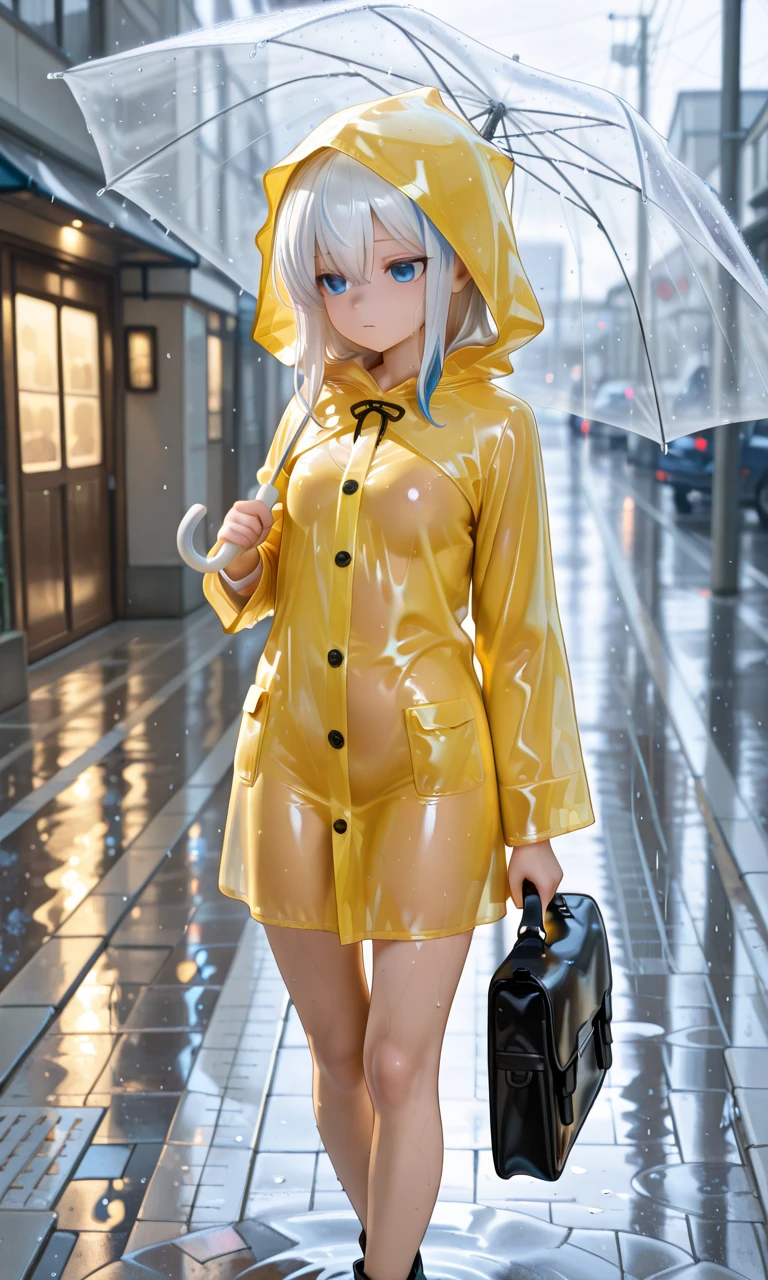 highest quality, masterpiece, , Cel Shading, solid outline, ((((((whole body1.5))))))、可愛い1 girl, smile, Close one eye, Highly detailed face, Contrasting, Brown bob cut hair with bangs, Wet Skin, Oily、Nipples are visible through the、(A see-through, extremely tiny micro bikini in a luminous lime green color Transparent Vinyl Raincoat:1.5), Put on the hood,Erect nipples、 (Small breasts:1.2), Underbust, Shopping streets in Tokyo, (Heavy rain in the middle of the night:1.3)、、、、、、、、、、、、、Looking at the audience, whole body, Front view:0.6, 1 girl, alone, Japanese, high school girl, Improve, (Big Breasts,Wide Hips,Tight waist, Captivating thighs, Skin dents),(Long Hair:1.5),Asymmetrical bangs, Lips parted, (very tanned and shiny skin),Thin Hair, Beautiful Hair, Beautiful Face, Highly detailed face, Beautiful and beautiful eyes, Beautiful clavicle, Beautiful body, Beautiful breasts, Beautiful thighs, Beautiful feet, Beautiful fingers,(((blush))) 、(Beautiful views), (blonde:1.5), Knee-high, Plump thighs, Metal collar, ear piercing, Red eyes, Straight hair, Swept-apart bangs, Gradient Hair, , , tie, Ecstatic face, Show Viewer, (pantyhose, Pull down your panties,showing off her pussy, Grab your chest),,( Leaning forward:1.2),white panties,((Cum in pussy:1.5))、((Cum dripping onto panties))