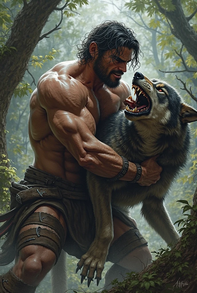 graphic violent fantasy art, in the art style of Frank Frazetta, Henry Cavill as Beagle-Man, anthropomorphic, from the movie 'the Island of Dr Moreau,' 32k UHD, hyper realistic, photorealistic, realistic, lifelike, real life, extremely detailed, sharp, vibrant, colorful, smokey, violent, graphic, beautiful, amazing, artistic, wonderful, powerful, swashbuckling, professional quality Oil Painting