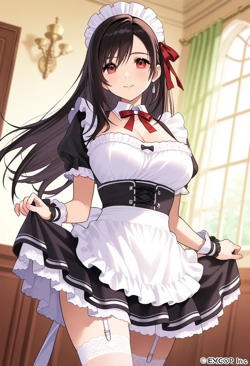 best quality, masterpiece, highres, solo, 1girl, solo, Hakurei Reimu, red vest, red skirt, frilled skirt, miko, bow, breasts,
