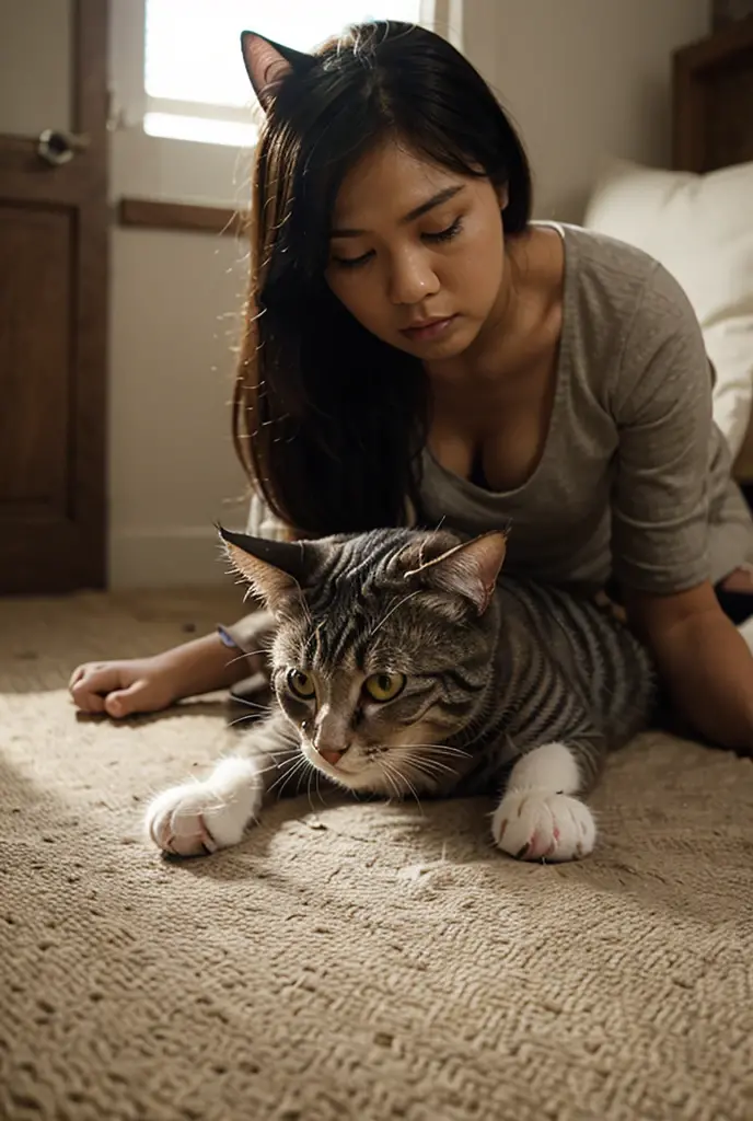 Cute kitten in 8K resolution、American shorthair is playing with a stuffed dog