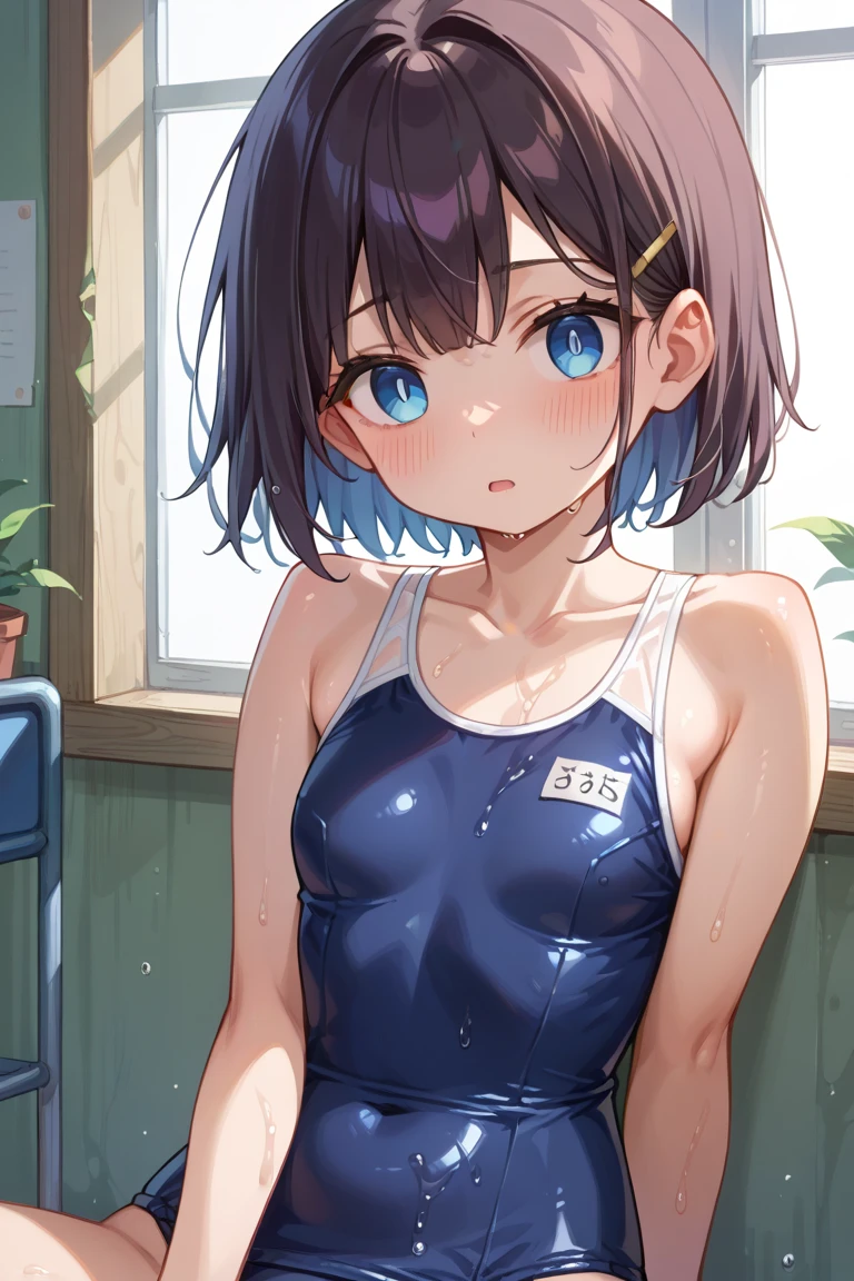 highest quality,wonderful,finely,extremely detailed CG Unity 8K wallpaper, (1 girl, blue eyes), (flat breasts:1.2), (black school swimsuit:1.3), (bare shoulders:1.1), (clavicle:1.1), (semen:1.2), (loli:1.2),(sperm:1.2), (zettai ryouiki:1.2),(constriction:1.2), (Are Standing:1.2),(Nipples),(Nipples visible),  ((cum,sperm,semen)),(((cum on face))),((ejaculation semen)),((ejaculation cum)),(((bukkake))),purple hair,arms up,armpit,locker room,(((cum on body))),(((sukumizu)))
