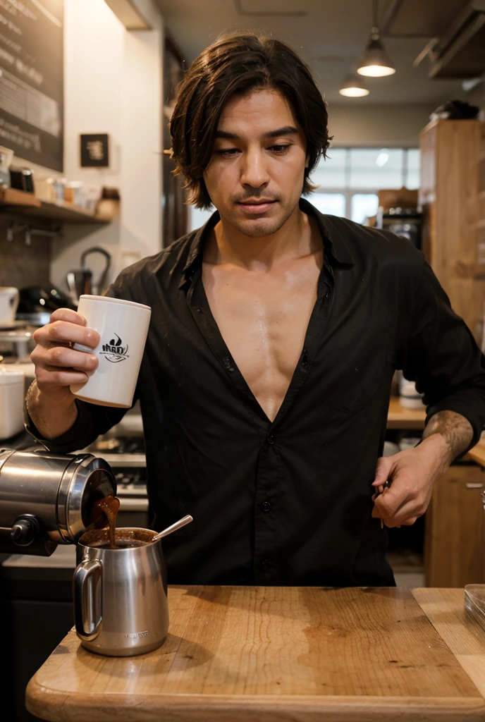 24 years sexy man in the coffee shop 