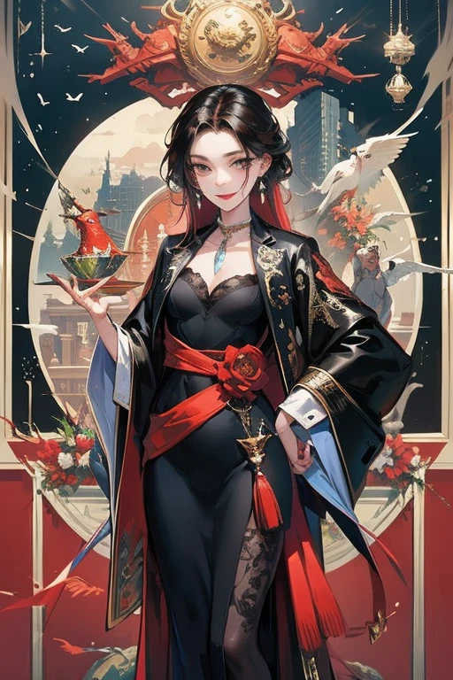 best quality,masterpiece,highres,original,extremely detailed wallpaper,perfect lighting,extremely detailed CG,<lora:add_detail:0.3>,perfect_photography.txt,
<lora:CHAR+Blade_1.3:0.8>,blade \(hsr\),red eyes,dark blue hair,bangs,black coat,chinese clothes,