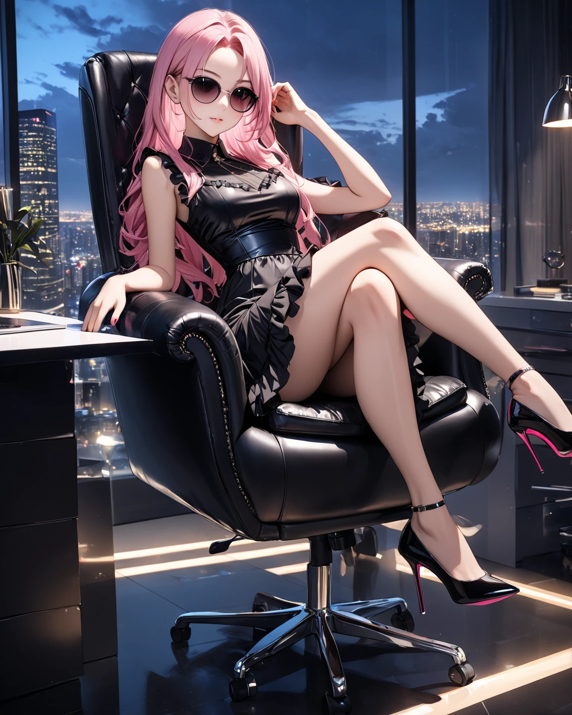 arafed woman in plaid panties and high heels posing on a couch, angelawhite, belle delphine, smooth pink skin, amouranth, pink girl, alexa grace, cyber punk setting, suze randall, background is heavenly, cyber school girl, pink skin, pink body, dressed as schoolgirl, on a checkered floor, angiewolf