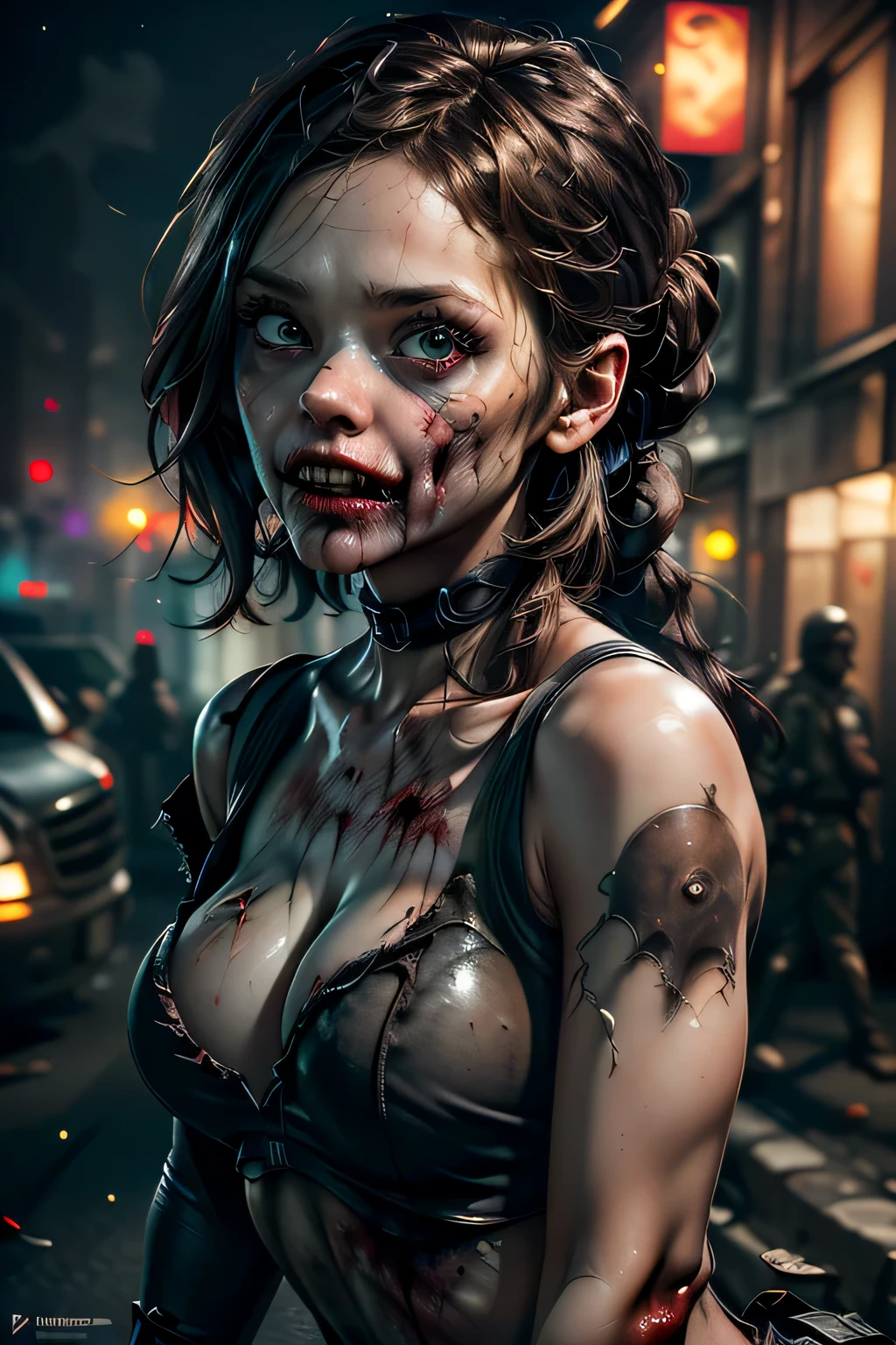 (((Ultra-HD-quality-details, ideal-cutesie))),40-zoey-olderv2-zombie,dynamic angles,masterpiece,(detailed),(detailed skin),1girl,wearing special forces gear,(bullet wounds),action poses,ray tracing,vivid colors,vibrant colors,4k,8k,