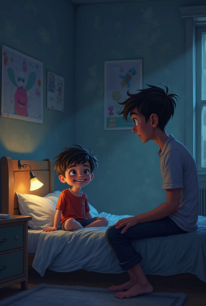 A supporting teenager/helping your teenage friend one girl is sleeping in bed and boy are standing near bed 