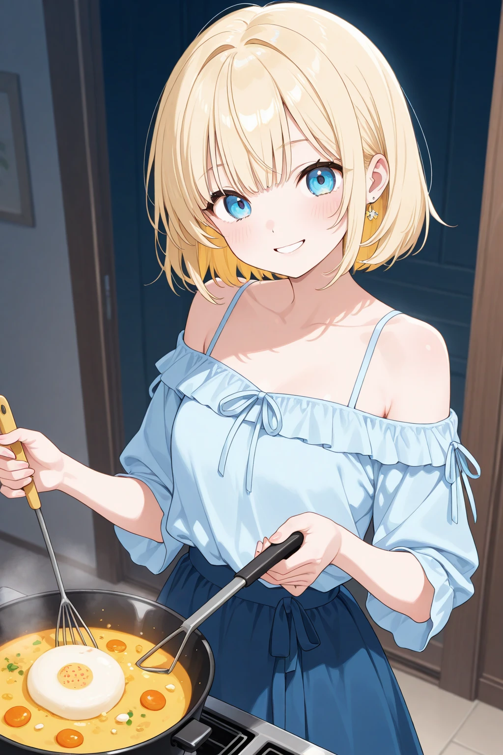 ((Tanya von degurechaff, White shirt, Buttons open, Her breasts, armpit, white liquid, dining room, clean skin))