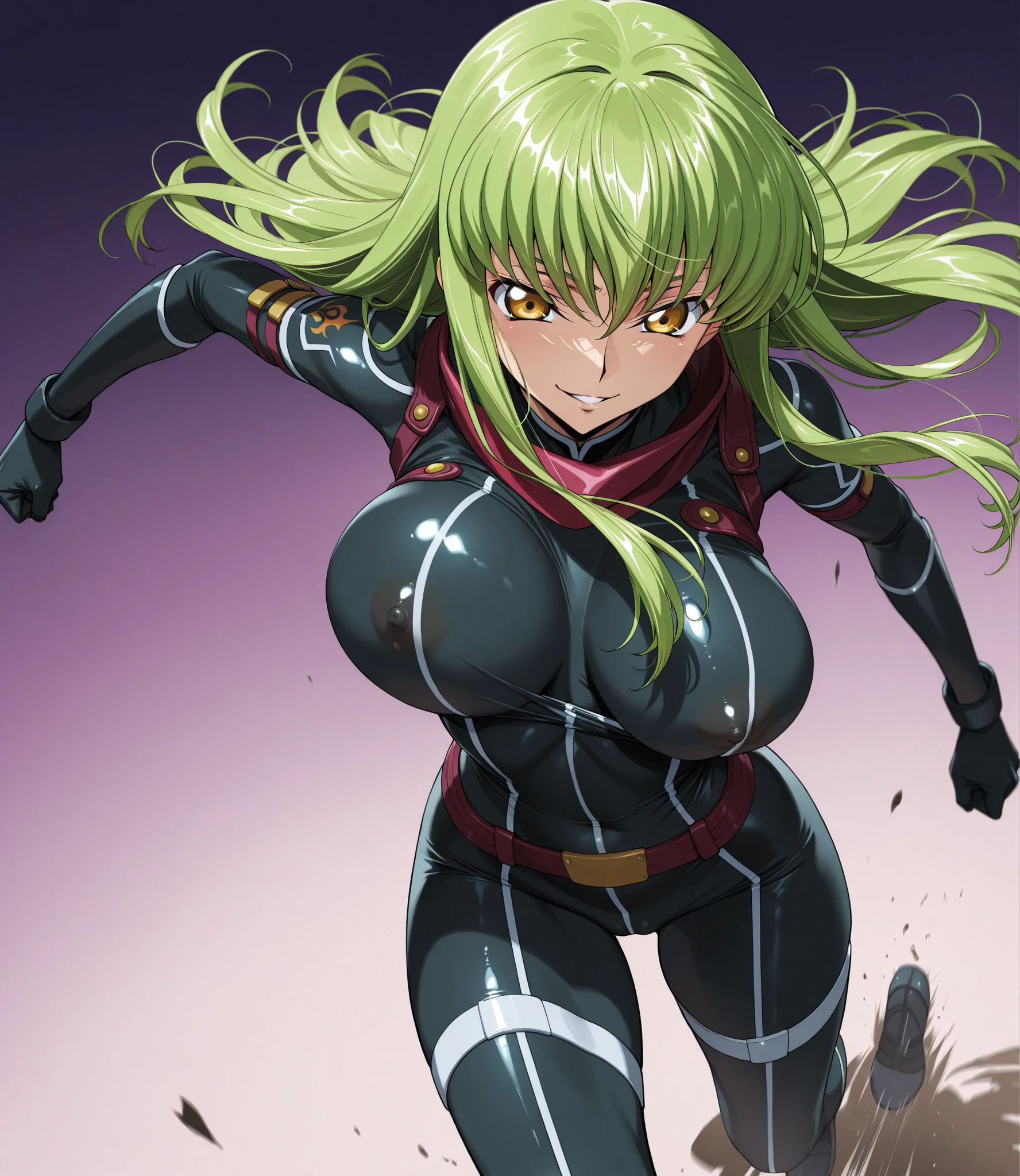 Nell odelschwanck green hair clothes torn under her breasts skirt, greenhair, yellow eyes, bone helmet, perfectbody