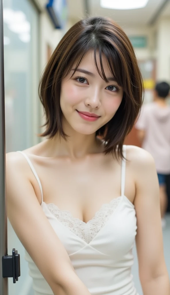 ((leica 50 mm prime lens, Cine Steel 800T film, art color photography))、A very cute face like an idol、Looks like a young face、20-year-old female、Gentle and cute、A kind smile、Cleavage、one piece、Stylish bar counter、cheers、whole body、RAW Photos、Genuine、Artistic、Real Stick、High resolution、Genuine Life、No copyright notice