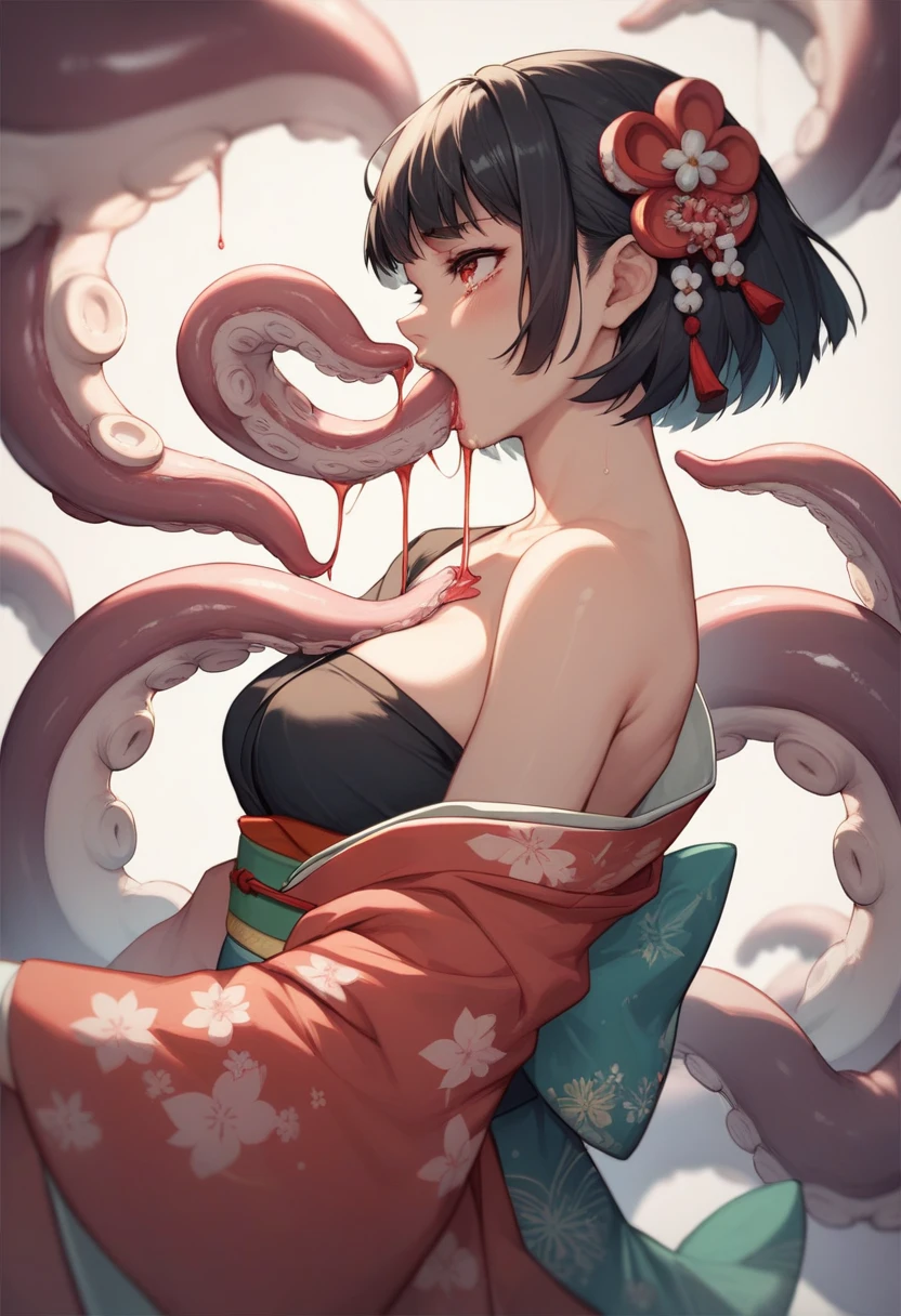 ((best quality)), ((masterpiece)), (detailed), 1 fairy girl, off-shoulder sweater, a fairy, fairy girl, winged pixie girl, girl fairy, various different types of insect wings, small breasts, NSFW,tentacle-like vines, Covered with tentacles, encoiled by tentacles, Tentacles around the body, many tentacles, captured by tentacles, bound by tentacles, trapped by tentacles, Fine details,Tentacled,Tied with tentacles, roaming tentacles, drooling,Crying,horrified expression, panic, fight for survival, helplessness, Detailed body,Full limbs,NSFW, being pulled into a flower, wild environment, jungle, terrifying floral environment, horrific nature, predatory flora, fairy catcher, fairy trapper, fairy catcher plant, tentacle-like vines, fairy trapper-plant, fairy catcher flower, tentacle-like vines, fairy trapper-flower inspired by carnivorous plants; a plant occupying the equivelant evolutionary niche as a spider would
