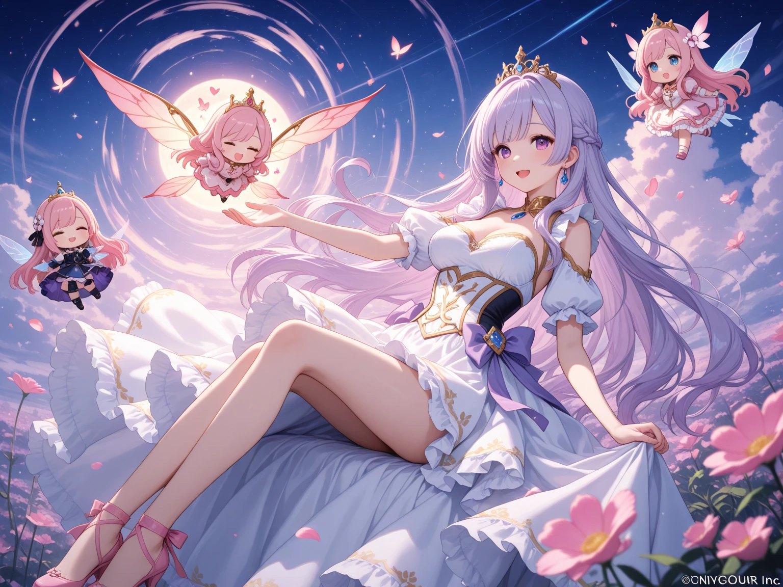 Close-up of a woman wearing a dress with a fairy costume., Star Fairy, Beautiful fantasy anime, Anime fantasy illustration, Fantasy-style anime, Fantasy art style, Anime Princess, Cute anime waifu in a nice dress, Anime fantasy artwork, Magical Girl Portrait, Fairy Core, 2. 5 d cgi Anime fantasy artwork, Beautiful fairy, White Anime Barbie