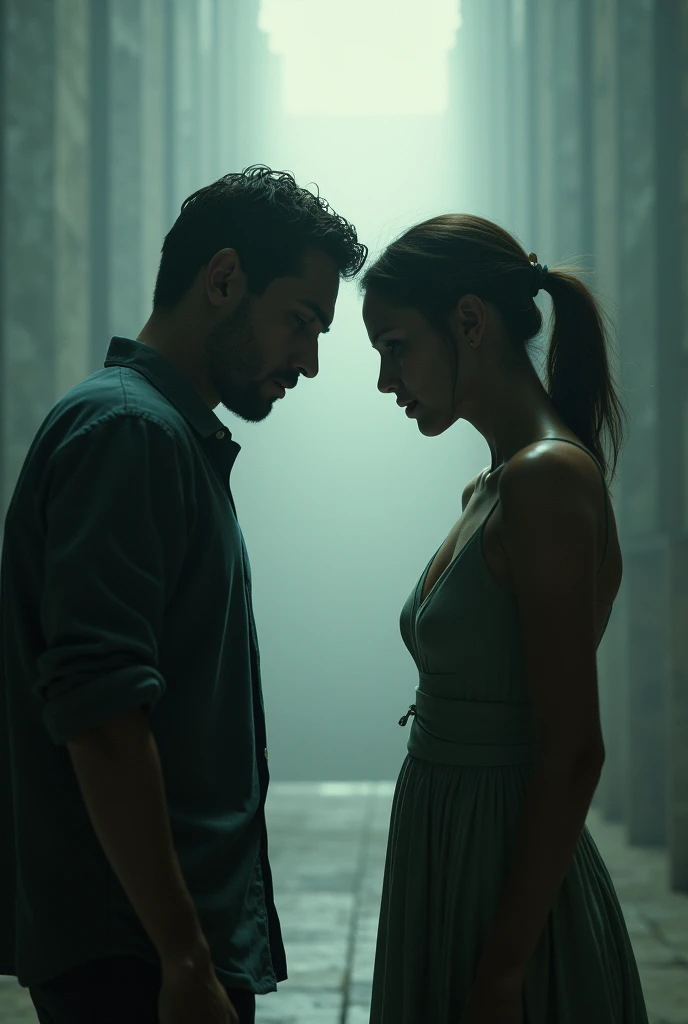 Scientist meeting a woman while everything is in chaos