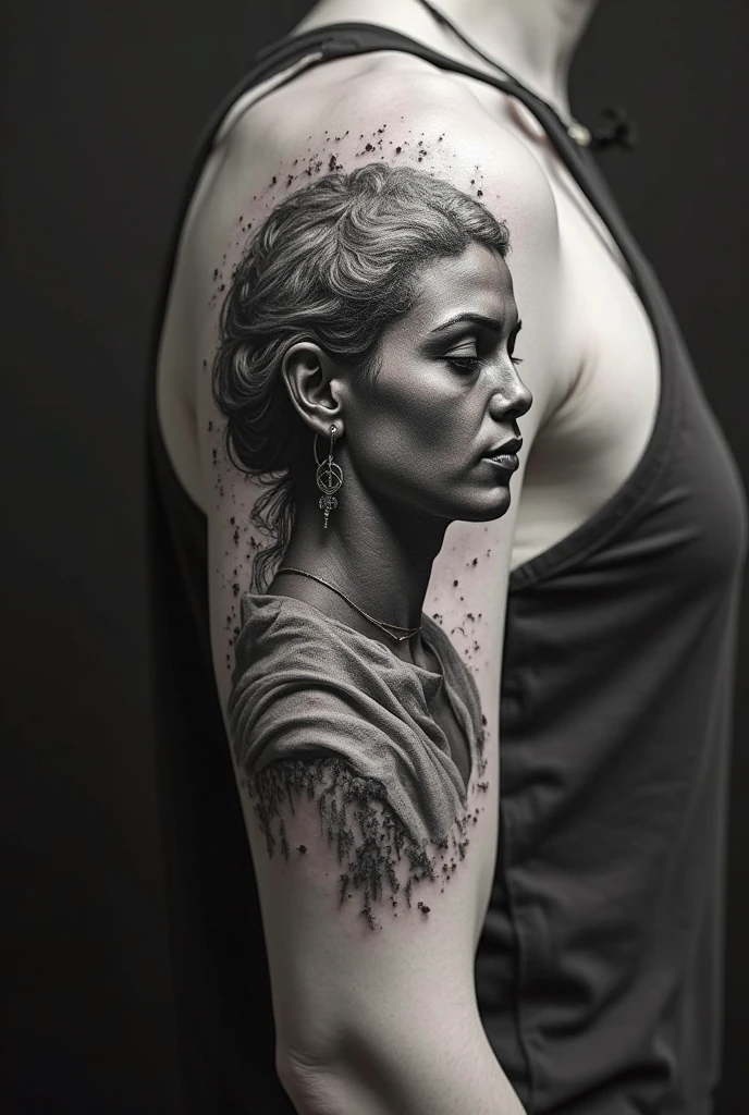 Tattoo on the front of the arm outside, Roman goddess
