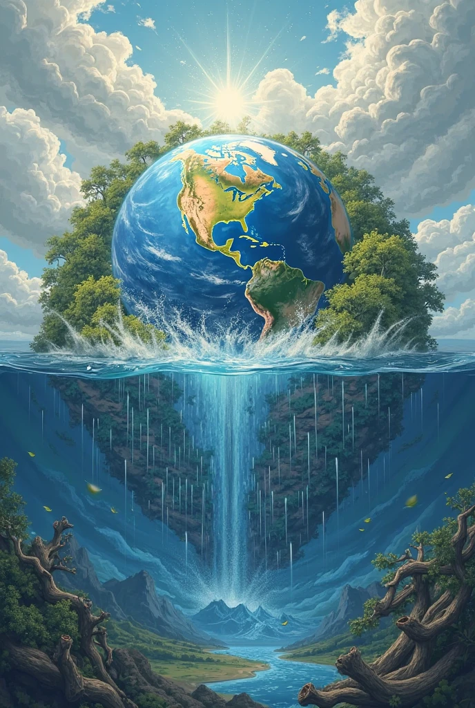 Create a picture of earth sowing its water cycle - SeaArt AI