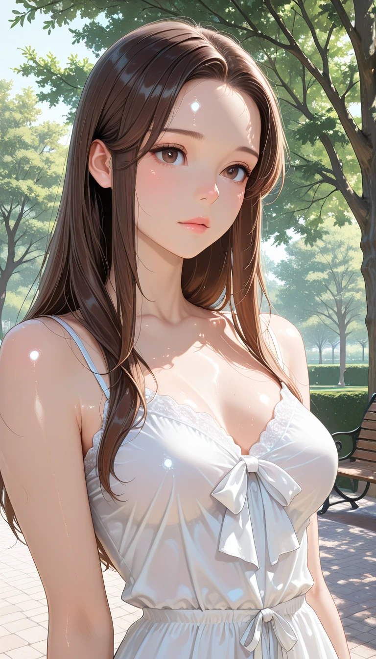 (table top, digital illustration, 4k, 8k, Super detailed, beautiful images, clear image, perfect face, perfect lines, perfect eyes, soft lighting) 1 female, (light brown hair,chignon hair,innocent look,droopy eyebrows,droopy eyes、with bra, With a round face,round chin、innocence,cute,Big eyes,natural makeup,smile gently,E cup,23 years old:1.3),Two handsome men in suits, (human,man in suit,muscular,solid shoulder width, boyish hairstyle,A man in his 30s with a cool expression,28 year old man with a bright smile:1.2),garden full of light、lots of flowers、Squirting、colorful flower light,(embarrassing,shy smile:1.2),resort sofa,kiss、カップルkiss、romance porn、couple of man and woman hugging each other、semi naked