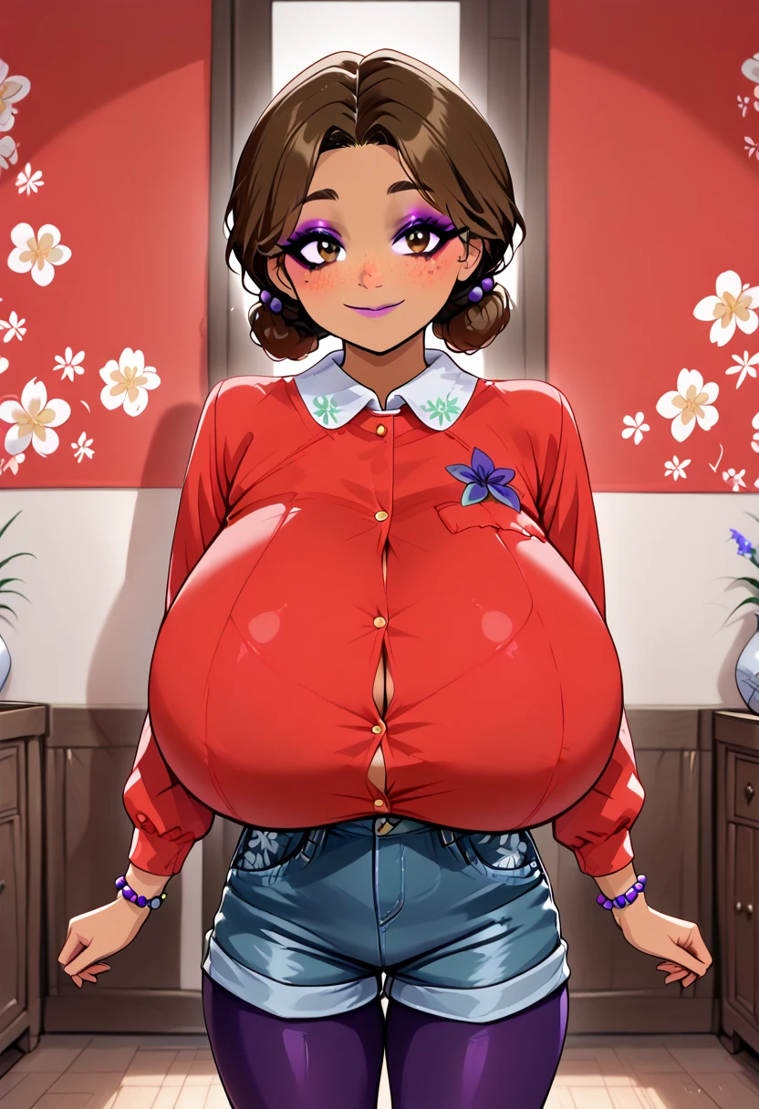 dynamic angle, Full body, solo, alone, a very cute girl, 15yo, black bob cuts, Glasses, (shy:1.3), (blush stickers), (barefoot, closed mouth), (gigantic breasts, between legs:1.3), cleavage, (Orange T-shirt, white pants), View from above, Sitting in the bedroom, wariza, Sunset, parfect lighting, (masterpiece), (Best Quality), (ultra-detailliert) ,