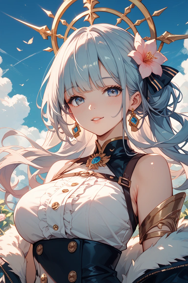 (((Highest quality, 8k, masterpiece: 1.3)), \(One woman, goddess, Wearing a thin cloth, Shiny Hair, smile, Embracing the Earth:1.2, universe space\)