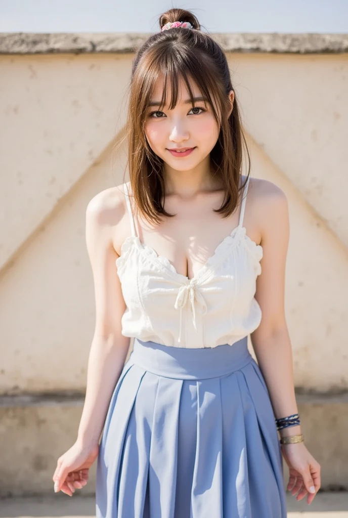 top-quality、hight resolution、A cute woman who looks like an 18 year old idol.、unclear、A dark-haired、二重まぶた