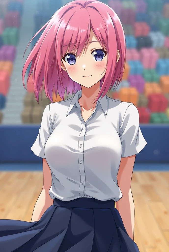 masterpiece, best quality,
1girl, solo, 
<lora:momo deviluke darkness-lora-nochekaiser:1> momo deviluke, momo velia deviluke, purple eyes, pink hair, short hair, bob cut, hair between eyes, sidelocks, hair ornament, hair flower, tail, demon tail, medium breasts,
indoors, gym, reflective floor, wooden floor, volleyball, sportswear, volleyball uniform, jersey, sleeveless, elbow pads, sweat,
  sitting, looking at viewer, collarbone, breasts, midriff, navel, shorts, short shorts, knee pads,
blush, smile, ;d, open mouth, one eye closed, 
curvy, 
anime screencap,