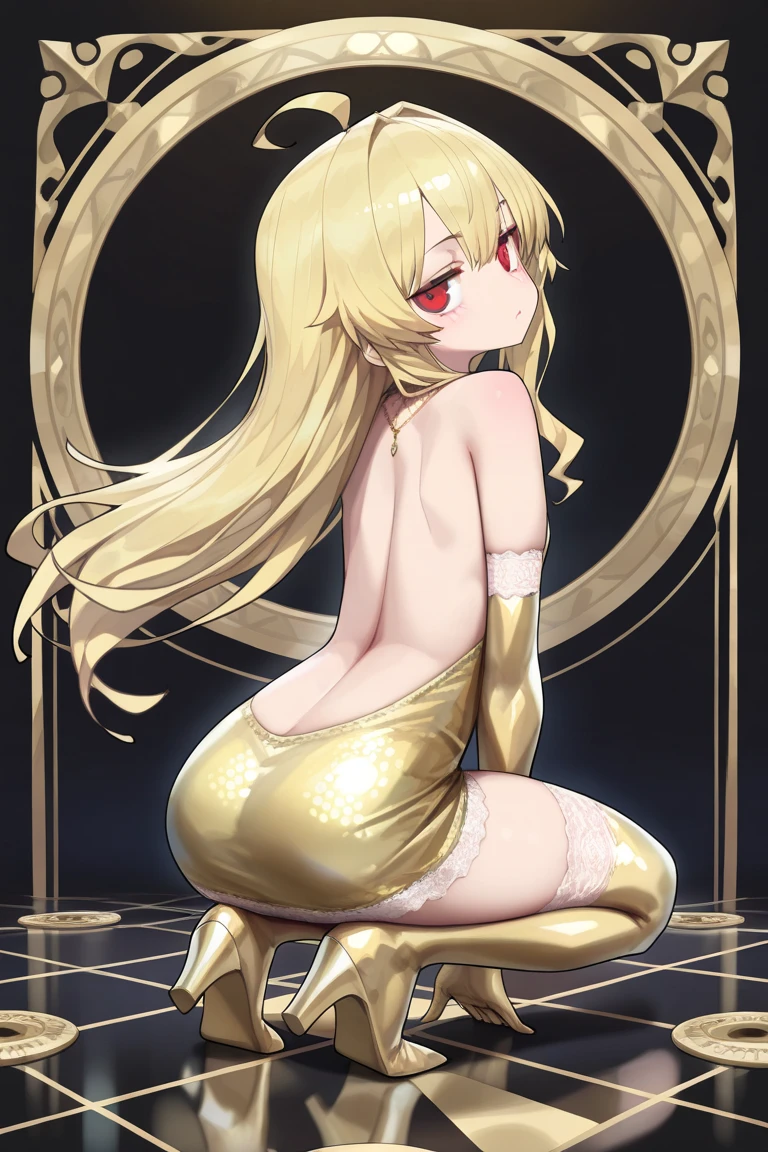Ultimate Douluo Lan Xuanyu sexy evening dress,Lace hollow transparent camisole underwear,Dark,Tight fun,Sitting position with legs split,Lan Xuanyu women's clothing Golden Dragon Princess,萝莉Dark晚礼服高跟鞋