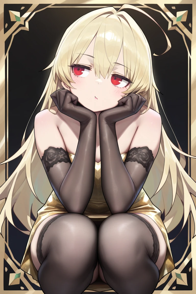 NSFW,masterpiece,highest quality,High resolution,anatomically correct,Fiami,Dark-ish,Yaminor,long hair,solo,hair ornaments,two side up,blonde hair,red eyes,small breasts,hair ornaments,removed sleeve, black dress, thigh strap,Both arms are bound with chains,Wearing handcuffs,lying on one&#39;s back,I&#39;m in heat,sex slave,sexual treatment,1 male,sex,vagina,Gonzo,Ahegao,feeling sexual pleasure,I&#39;m climaxing,(orgasm:1.5),(Squirting:1.5),(Sweat:1.5),tattoo,