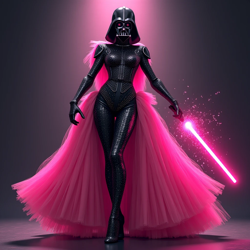 female Darth Vader in pink