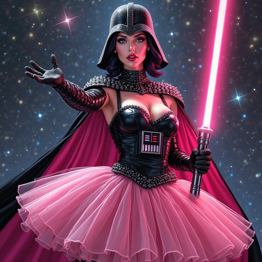 Ultra Pro Photo Real Princess Leia Hold Saber Light Face Open Mouth Teeth Hair Hairstyle Short Puffy Strange Body Realistic Suave Seductive Pose Drama Bridaldress Gothic Lava Black Spinel with Sparks Diamond Kunzite Indigo Tourmaline Extravagant Ruby Silk Satin Felt Leather Thick High Fashion High Fashion Revealing Under-Ultra High Image Quality Clothing 16K DSLR UHD HDR texture "Unreal Engine 5" Crystalline retina "Star Wars"
