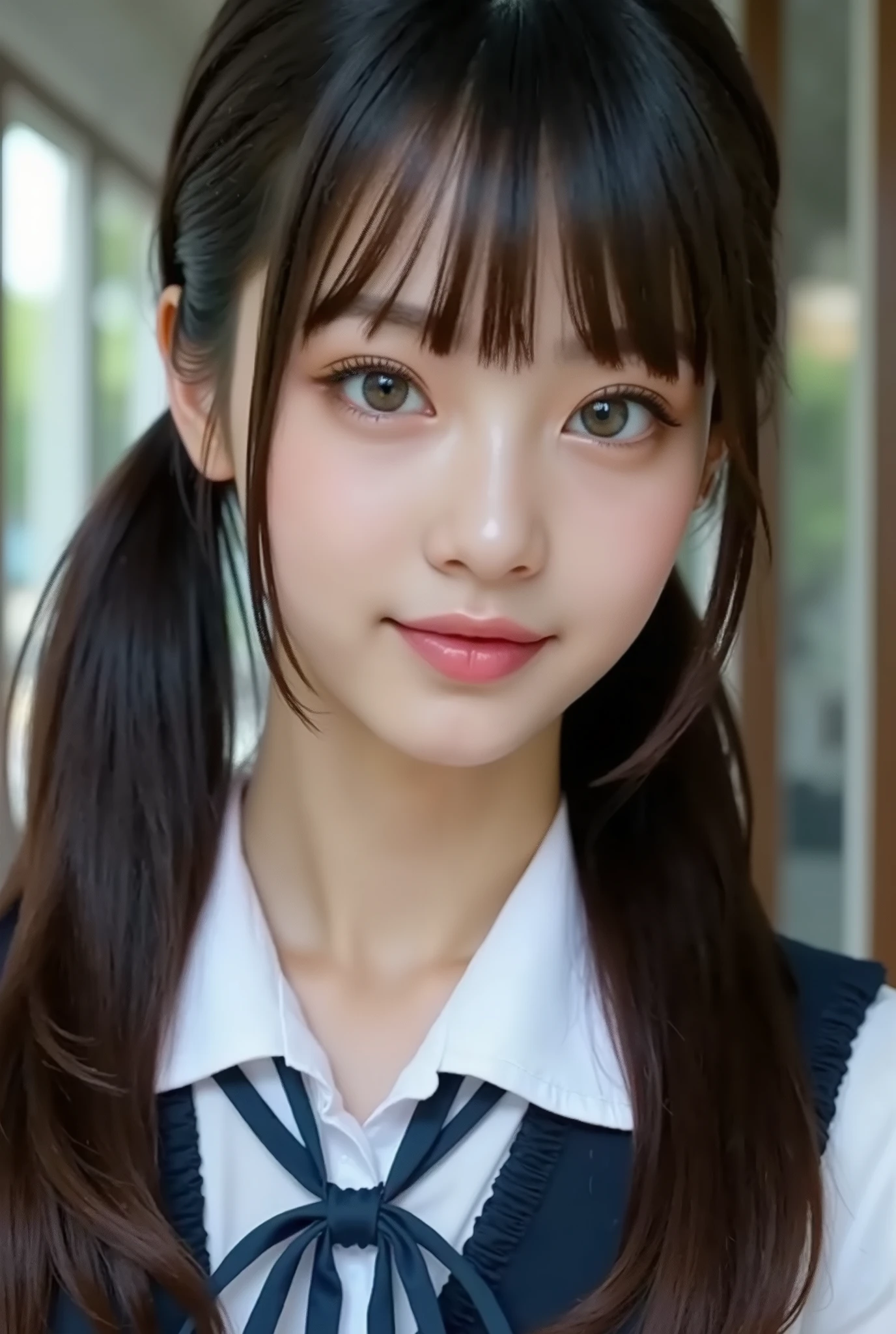 {{focus on the eyes:1.8}},{High selection accuracy},{{{{chestの上の顔の写真}}}},{{one high school girl :smile Yan:chest:Nipples}}、{smile:big double eyelids:mascara: teardrop bag:long eyelashes:1.8}}、{{透けて見える白いレオタード-Nipples:1.8}},{STRAIGHT HAIR::princess cut to lift hakama:ponytail:1.8}