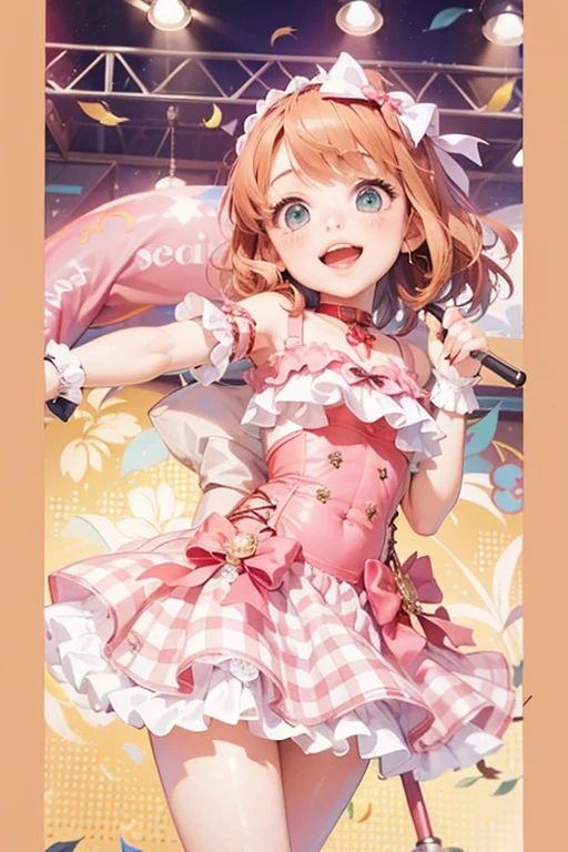 top-quality、masterpiece、hight resolution、3D、Rabbit Girl、18year old、kawaii、Baby face、The upper part of the body、Round and cute eyes、big eye、a purple eye、Smile with open mouth、teak、Colossal tits、Focus on、Composed around、thin waist、short-hair、Pink hair、Red inner color hair、Grabbing his chest with his hands、Santa Claus Bikini、micromini skirt、Glitter effect、