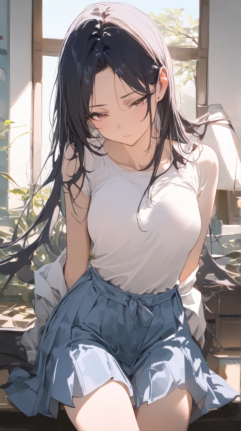 (((​masterpiece,top-quality,超A high resolution))),1womanl, ,((()),Beautiful breasts,,well-styled,,(Facing the front)(((The whole body is wet with water))),(((A smile))),(((Satin Ruico))),sand beach,(((Best Quality,4K,in 8K))),full body Esbian((with blush cheeks))),(((see -throughＴShirt and denim shorts))),