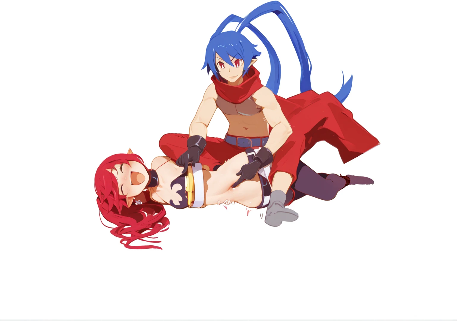 masterpiece, best quality, high quality, 1boy, solo, male focus, looking at viewer, Shiota_nagisa, Blue hair, Blue eyes, Short twintails, Shy, Sweat, (The tentacle did anal with the boy), Nude, Tentacle, looking pleasured, (Tentacle in ass), (Tentacle in mouth), tentacle around leg, tentacle around arm, tentacle around waist, tentacle bondage,
