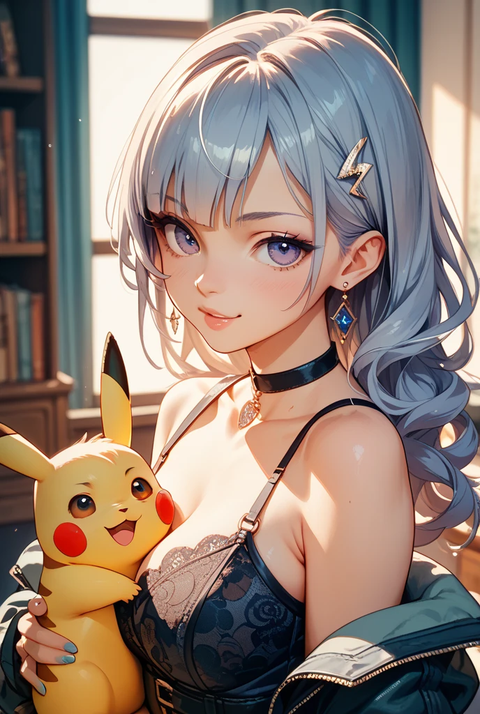 masutepiece, High resolution, 8K, anime woman, Delicate and detailed writing 、Detailed digital illustration、(((Pixie Bob)))、Shiny hair、a very beautiful woman、Eyes are double, Large,、 Bust is D cup、High image quality, High quality、Detailed background、The inside of the eye shines like a diamond、(((Blue hair)))、(((swept bangs)))、Gradient pupil、(((2 arms、4 fingers, 1 thumb)))、Detailed female face、a very beautiful woman、、细致背景、​masterpiece、Soft Focus , Bright gradient watercolor , Lens Flare , (((Glitter))) , Glow , Dreamy ,Idol、Light blue ribbon、((Very beautiful light blue rose hair accessories))、White and light blue and golden costume、(((wears glasses)))、intelligent woman,、((Full smile))、((Chest macros))、(((White rabbit ears、bunny girl outfit)))、((holding a rabbit))、Background night、1 Star Background、with full of stars,hide one's hands