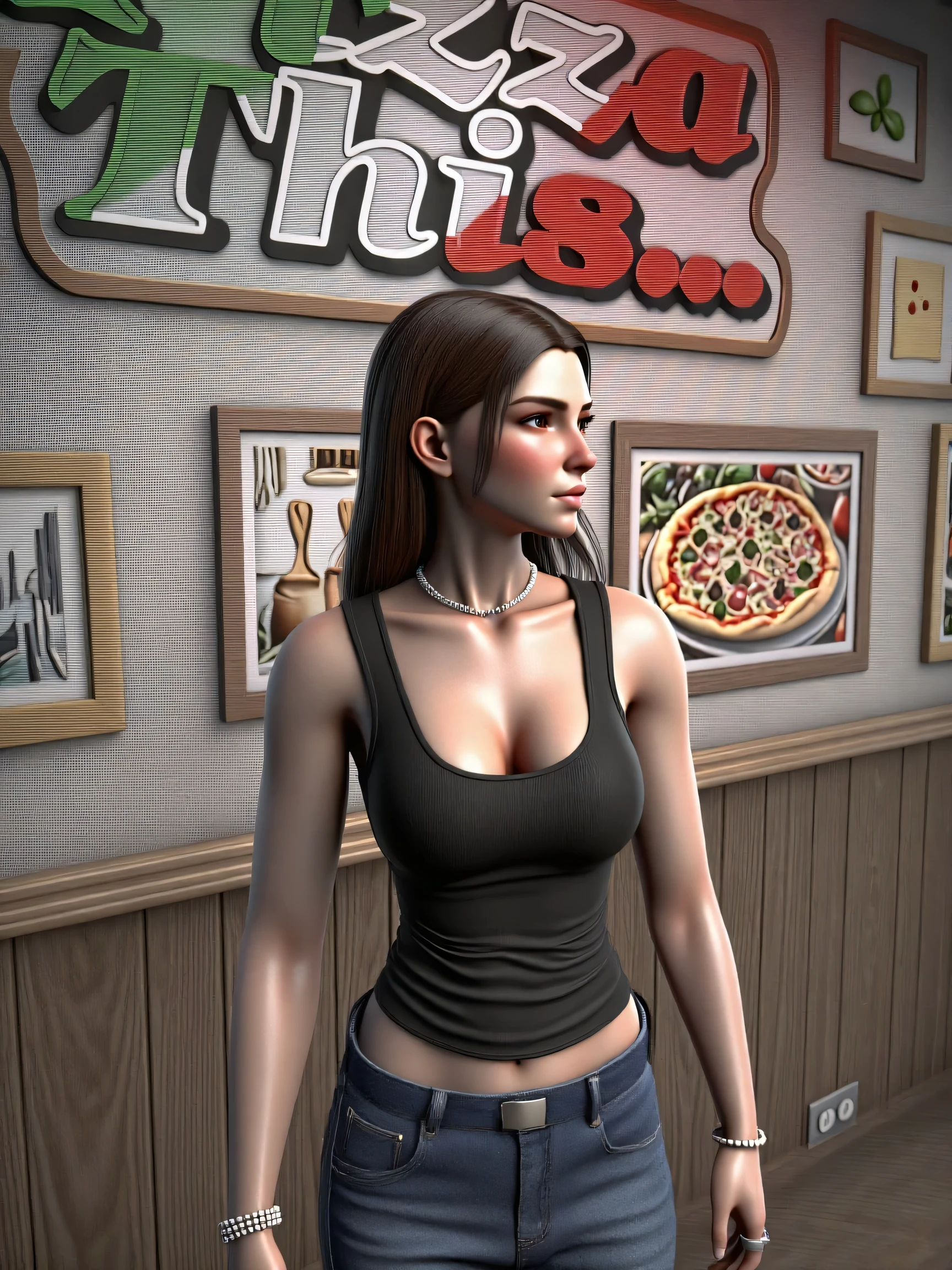 (24mm wide angle lens:1.5), (full shot:1.5), (eye level view:1.25), (angled view:1.25). candid, casual, soft lighting, backlit, younger, (((extremely tall teenage Sandra Bullock))), leaning against bar, aged 18, cute, joy, looking away, (very tall teenager:1.5), (taller than other people:1.5), (6foot7 tall:1.5), (very long torso:1.5), (very long neck:1.5), (Muscular, bulky muscle, abs), (arafed), (broad shoulders), coffee shop, trendy, latte, many customers, busy, barista, crowd of diverse people, many different people, hidden symmetric breasts, (plunging neckline, bursting out of the top, tight dress, micro dress, outgrowing clothing, detailed beautiful bright symmetric eyes, blonde hair, (big huge enormous massive colossal gigantic sagging breasts:1.25), (topheavy:1.25), bangs