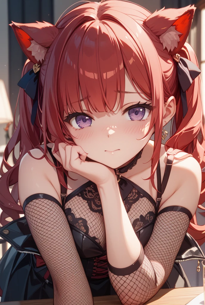 Highest quality, masterpiece , wallpaper, beautiful girl, Highly detailed eyes and face, Beautiful attention to detail, Blue Eyes , Beautiful dark red hair ,crisp finger, clear background, deep night, 20-year-old , Large Breasts、Nipples , Short Carretera Hair , Mole on cheek , Ahegao , Sticking out tongue , Drooling from the mouth , Nakano Miku , Draw the whole body , many sweat