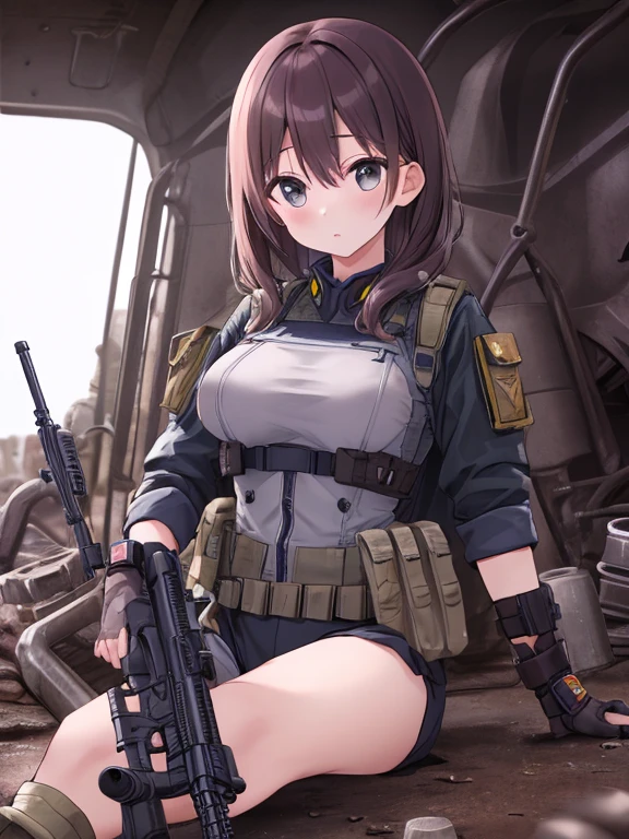 merula, full body, thighs, high heels, solo girl, medium tits, military camouflage pants