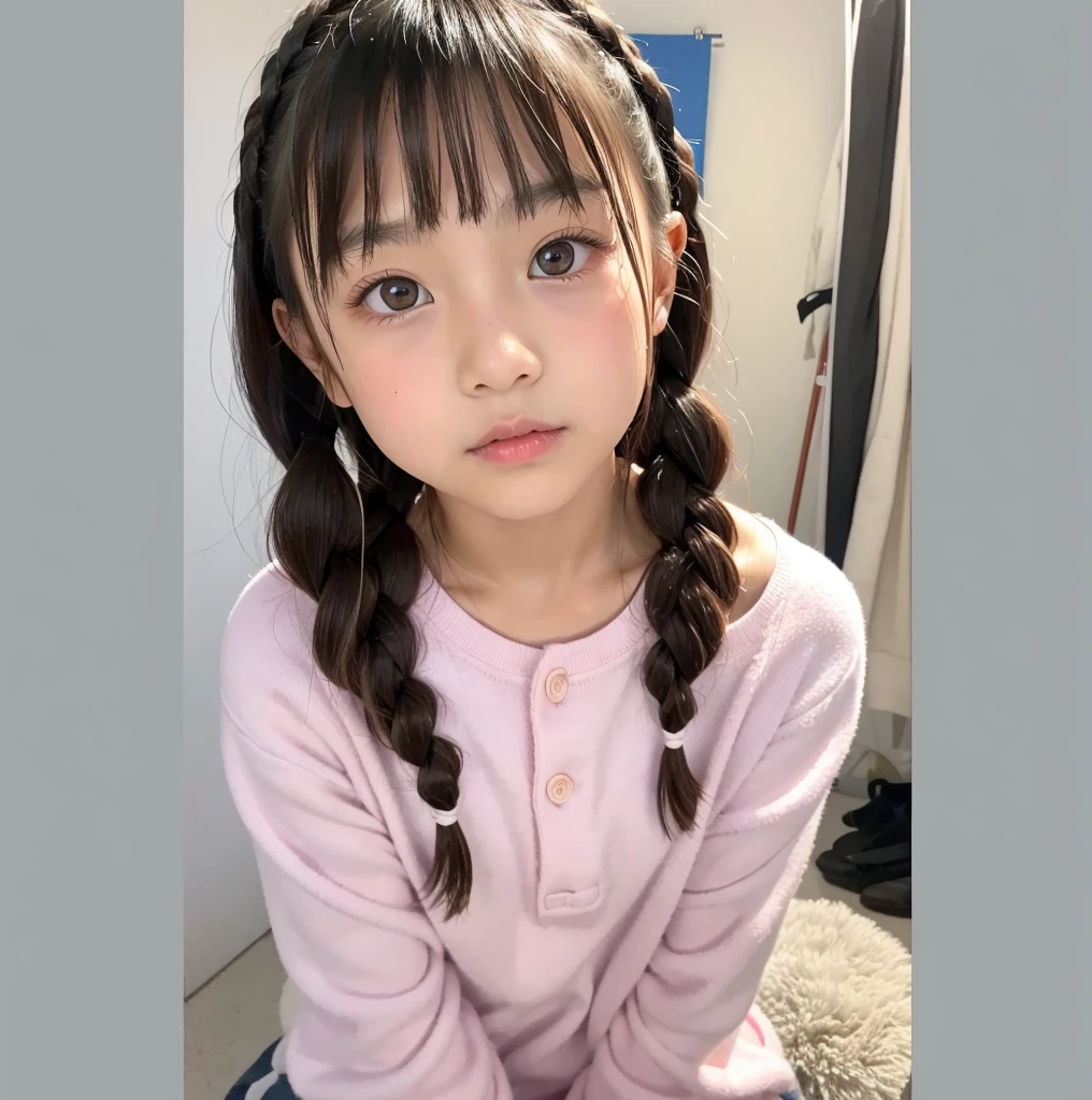 ((highest quality)), ((masterpiece)), (be familiar with), perfect face,Japanese,9 years old, teenage girl, cute, primary school student, ecstasy