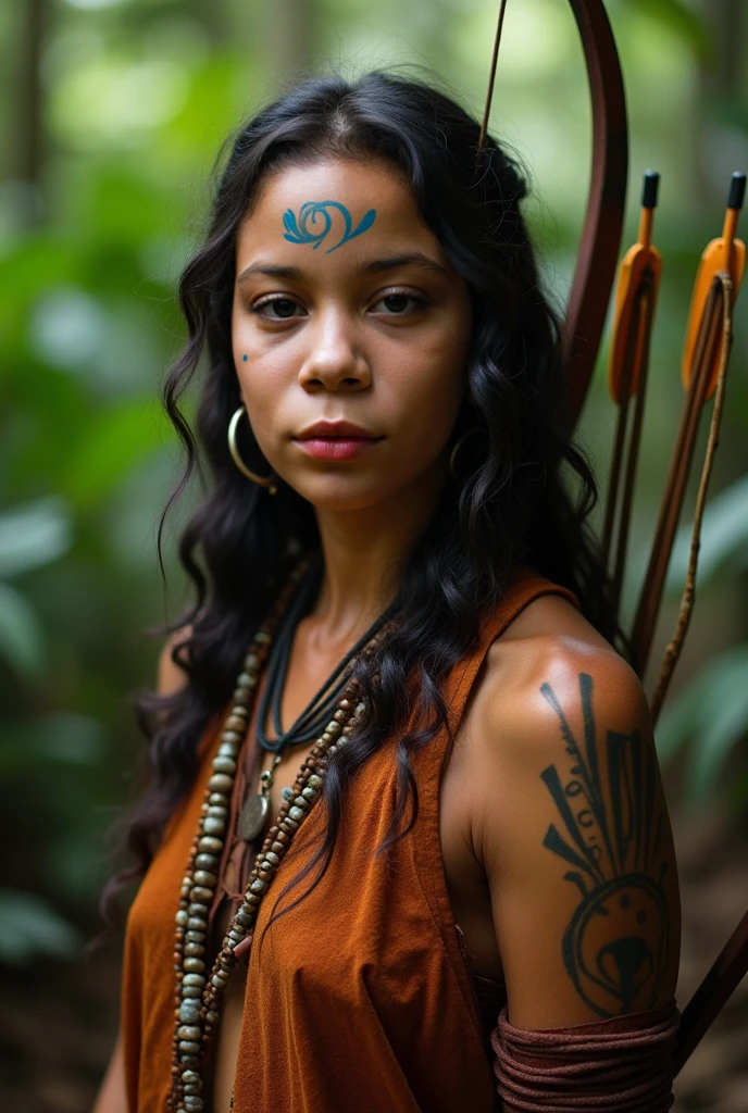 Pretty young native woman, necklace, bodypaint, warpaint, masterpiece, best quality, 8k, raw, canon 5d, f/1.8, iso 6400, RAW Photo, (Best Quality), (Ultra Sharp), (Ultra Realistic), (Ultra Resolution), (Ultra Detailed), (Ultra Detailed) Definition), 8k, HD, realistic image, DSLR, detailed skin, detailed face, hyper realistic, (highly detailed skin: 1.2), 8k uhd, dslr, soft lighting, high quality, film grain, Fujifilm XT3