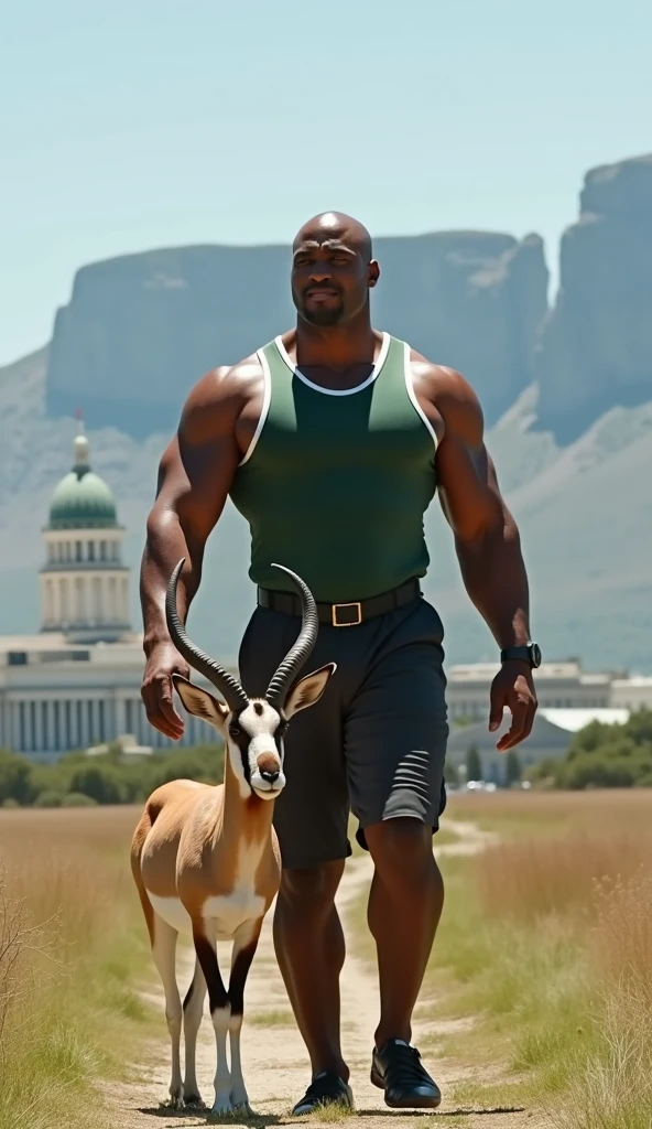 A strong man is walking along a river with a bull on his back.

