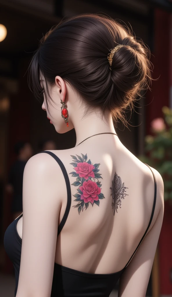 Super detailed, Delicate face, Realistic style, Stock Photography , rich and colorful, Surrealism, Realistic textures, Dramatic Lighting, Thin Film Distiller 800 (8K, original photo, Better quality, masterpiece: 1.2), Super detailed, (Extremely delicate skin: 1.2), 8K Ultra HD, SLR camera, Soft Light, high quality,Snow Queen,ice castle,Blue pupils,Apply red lipstick,Tattoo goddess,With tattoo pattern,Ultra-clear portrait,apply lipstick,Wearing necklace jewelry,apply lipstick,Wear heavy makeup,The facial texture is very clear,Beautiful tattoos on the body,Deep blue eyes(Sapphire-like pupils),A crown of luxury,Diamond necklace,Tattoos on the back