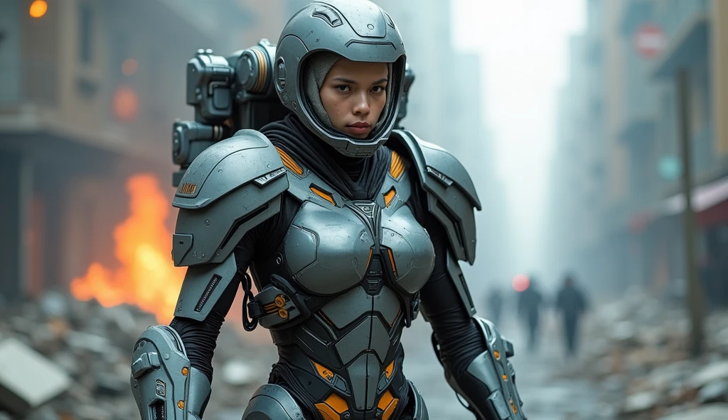 A girl wearing a x- suit.