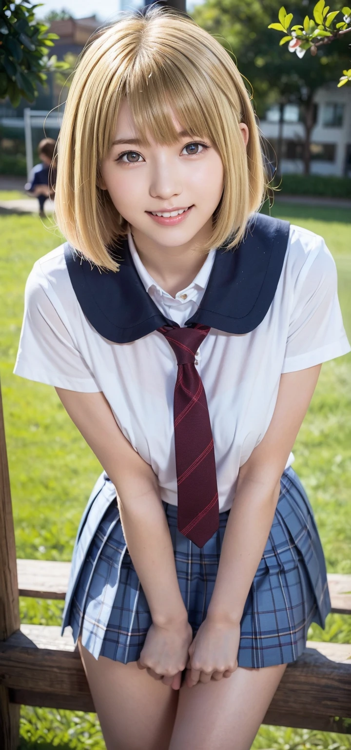 1girl, idol, close-up, collarbone, ,, photo, film, depth of field,light smile, model, looking at viewer,(((NSFW))),pussy,crack,((show off pussy)),crack,thin arms,(((thin thighs))),(((school uniform))),(((sailor))),thick clothes,outdoors,NSFW,show off pussy,crack,asian beautiful girl,sitting,(flat chest),(((exposed pussy))),no panties,bare pussy,slender,(((serafuku))),skirt,bench,(((blonde hair))),(((sumg face))),(((very short hair))),(((leaning back))),brown eye,(((sporty))),(((boyish))),