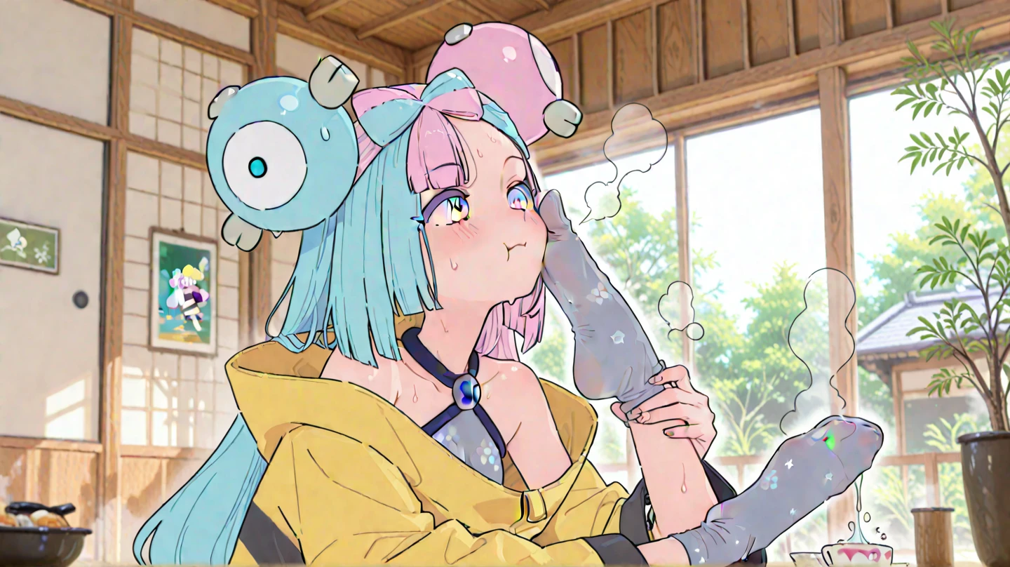 score_9, score_8_wonderful, anime, Masterpiece,4K,8K,odor, Huge breasts, Armpit hair, Hairy, Huge breasts,  [[Iono (pokemon)]], 独奏,  steam huge ass fat embarrassed expression lots of pubic hair panties aside squatting shaking hips pink hair vaginal penis 1boy motion line motion sex black pantyhose masterpiece,best quality,Ultra detailed,1girl,fairy,wings,pokemon Iono,blue hair,bow-shaped hair,character hair ornament,hair ornament,long hair,low-tied long hair,multicolored hair,pink hair,sharp teeth,split-color hair,twintails,two-tone hair,(pink eyes:1.5),|| asymmetrical legwear,bell,bow-shaped hair,character hair ornament,hexagon print,oversized clothes,pantyhose,single leg pantyhose,split-color hair,jacket,(yellow jacket:1.5), Massive creampie, ahegao, ass focus, torn pantyhose, huge ass, hands on the floor, rear view