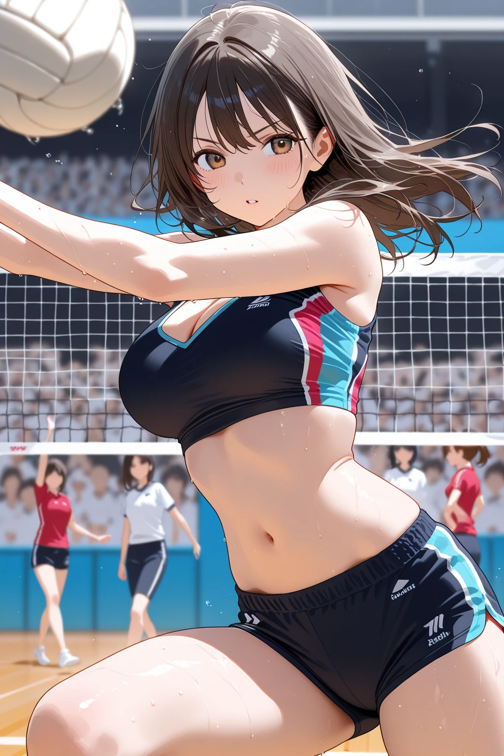 Beach Volleyball，Busty girl，High Saturation，CG Art， Makoto Shinkai&#39;s photo, pure, Concept Art, Lofi Art style，Shinkai Makoto animation art style, Lofi Art, Beautiful anime scene, Anime Landscape, Detailed scenery, Makoto Shinkai&#39;s style, Makoto Shinkai&#39;s style, Enhance Details