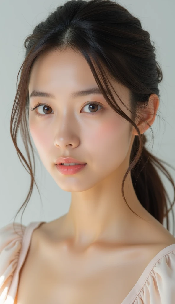 (best quality,ultra-detailed,realistic),(portraits),(black and white),(soft lighting),(Japanese beautiful face),(detailed facial features),(white background),(line drawing),anatomy correct,completely naked,perfect nude,undressed