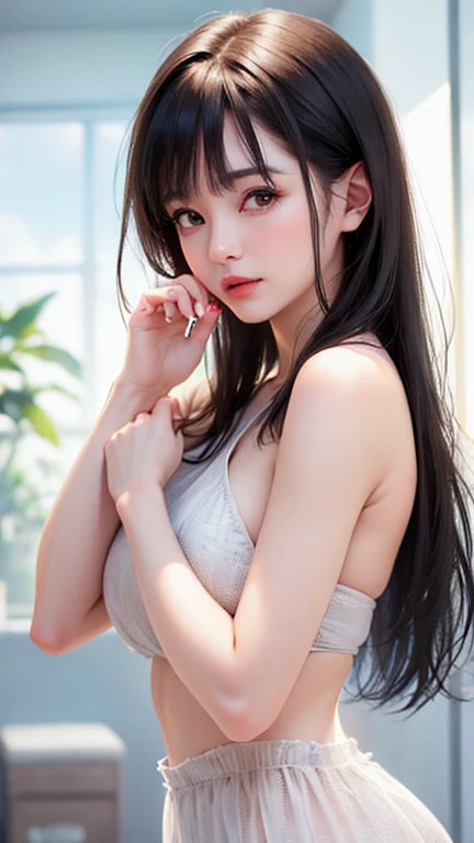 ((Chinese beauty in white race queen outfit)), ((masterpiece, highest quality, High resolution, 超High resolution, Perfect Pixel, Depth of written boundary, 8k, RTTX 10.0, High resolution))), (adult women:1.3), Beautiful Anime Woman, (baby face, idle face), Beautiful art style, Anime characters, ((Long Hair, bangs, Dark brown hair, ponytail)), ((Beautiful eyelashes)), ((Detailed face, blush:1.2)), ((Smooth texture, Realistic texture, Anime CG Style)), Perfect body, Slender body, Exact finger count、Exact number of legs、Exact number of arms, (blush:1), (women are standing), Looking Back, Realistic, Slender body, highest quality, High resolution, Very detailed face, Perfect lighting, Extremely detailed CG, (Perfect hands, Perfect Anatomy), ((Embarrassed expression)), whole body, Angle from the rear, Looking Back, ((Tight waist:1.2)), (Small beautiful butt、Beautiful lower buttocks)、(Detailed legs、Beautiful feet、Thin thighs), (Beautiful breasts, Underboob, Sideboob), (Beautifully shaped crotch:1.2), (Perfect Anatomy:1.3)、(The perfectly correct hand:1.1)、(Detailed eyes and face:1.3, Professional photography techniques)、((Sexy pose))、(Detailed arms and legs:1.2)、(View the viewer:1.2)