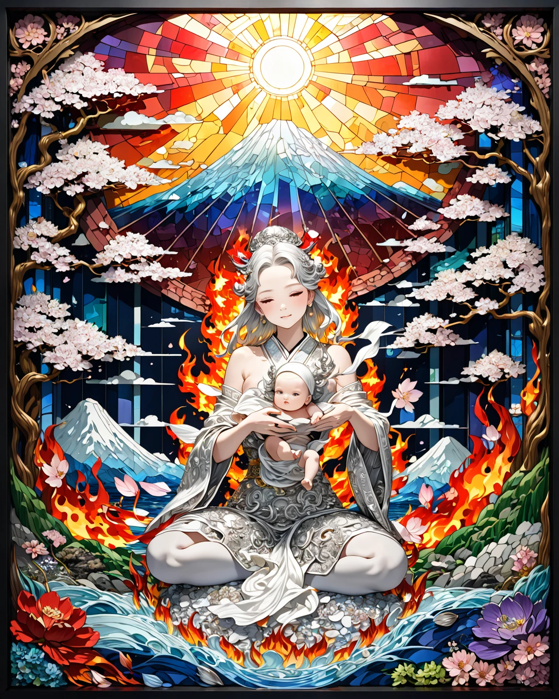 Thousand-Armed Kannon、Super Beauty、god、colorful、20age、Beauty、Sky、thunder