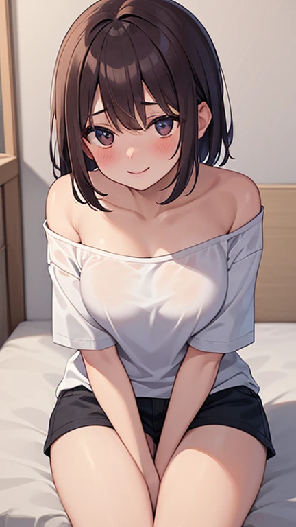 (1 person、solo), Beautiful woman, (Anatomically perfect body), Slender、(Tight-fitting turtleneck sweater, detailed panty), (On the bed), (fetal position, Rounding the body:1.2), (Pussy juice:1.1), 18-year-old、(looking away)、(Highest quality)、Detailed beautiful eyes、Black Hair, short hair, bedroom、(8k, High resolution)、(shy:1.3)、Mid-chest, (steam:1.1), erect nipples、(embarrassed:1.4)