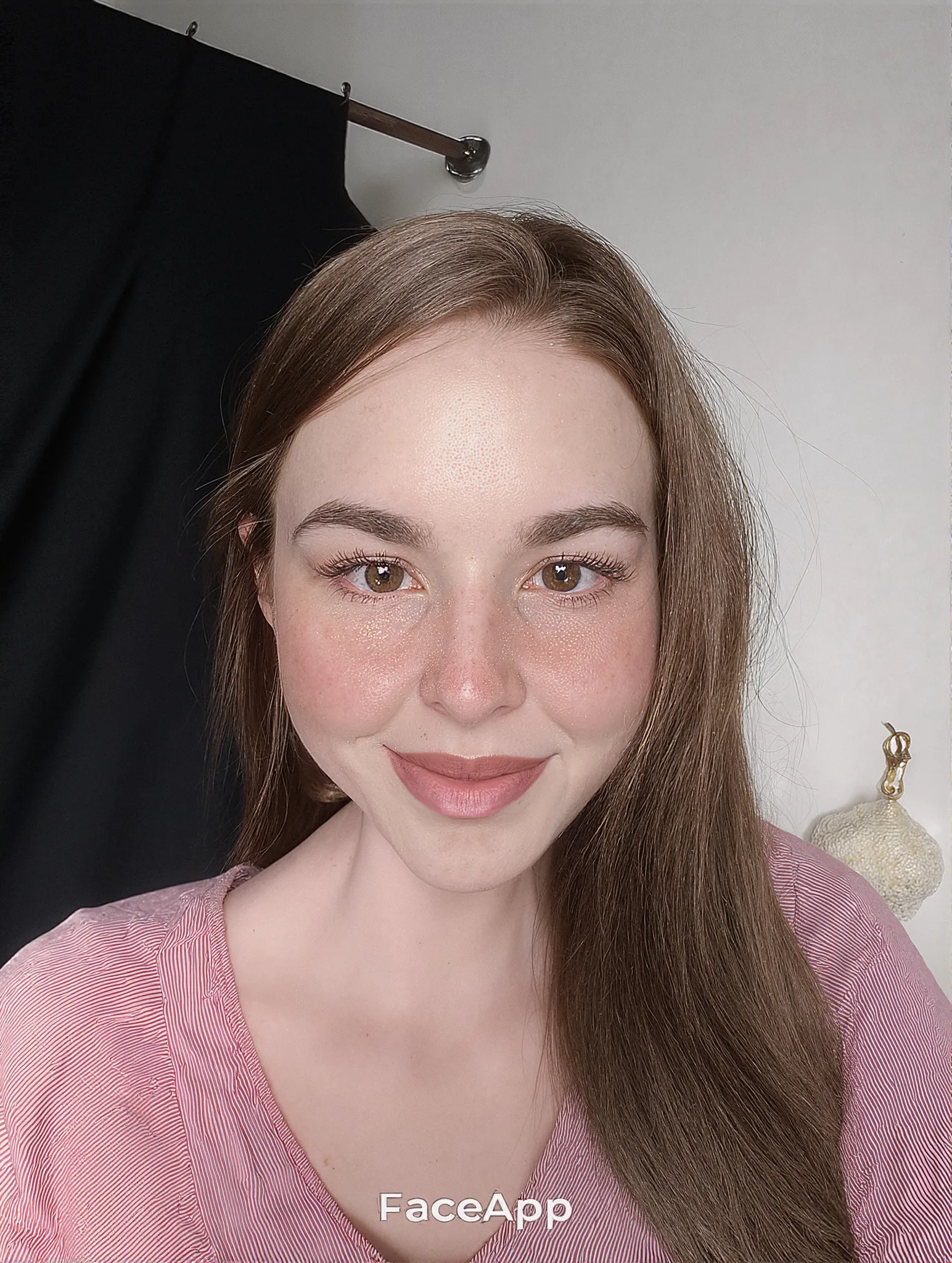 Young light-eyed Caucasian woman holding a camera with her hands, demonstrating a sense of accomplishment and confidence. The woman is sitting on a chair in the modern office radiating positivity and professionalism. With a gentle smile on her face, she exudes a mixture of wisdom and joy. Her Brazilian heritage enriches her features, highlighting her unique beauty. The portrait captures the essence of a mature woman who embodies success and empowerment. The level of detail in the image is astonishing, allowing viewers to appreciate every line, contour and expression of her face. The photorealistic quality elevates the artwork, making it a masterpiece. The lighting emphasizes your features, casting a soft glow on your face, while the colors are bright and vibrant, enhancing the overall composition. The captivating background further complements the subject matter, symbolizing growth and new beginnings. This portrait captures the essence of a mature, Caucasian, grown-up, strong, accomplished woman in a beautifully realistic, high-quality way.