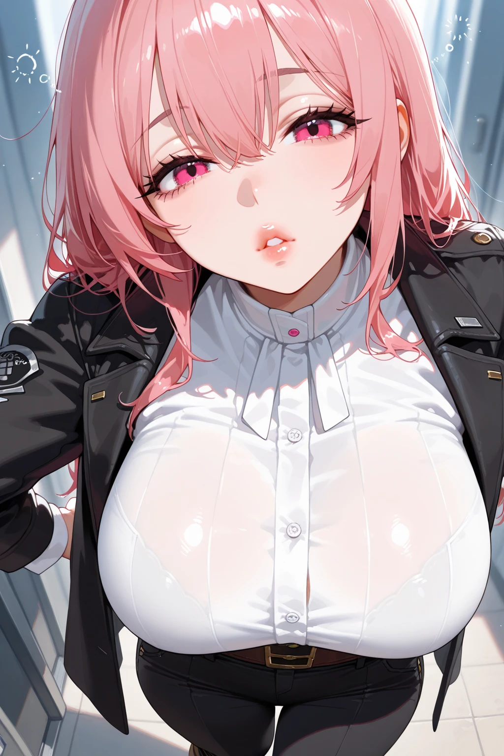 1girl, 18 year old female, Chloe con Einzbern, Fate Grand/Order, anime style, ultra realistic, high detail, sexy pose, sexy, beautiful, exposed skin, slender, skinny, exposed breast, large breast, nipples, exposed nipples, nude, nudity, absurdres, high res, ultrasharp, 8K, UHD, retina, masterpiece, accurate, anatomically correct, perfect anatomy, textured skin, super detail, high details, high quality, award winning, best quality, high res, looking at viewer, detailed eyes, four fingers and one thumb per hand, perfect hands, perfect finger, two arms only, no clothes, revealing, pink hair, yellow eyes, dark skin, tanned skin, brown skin, fertility stomach tattoo